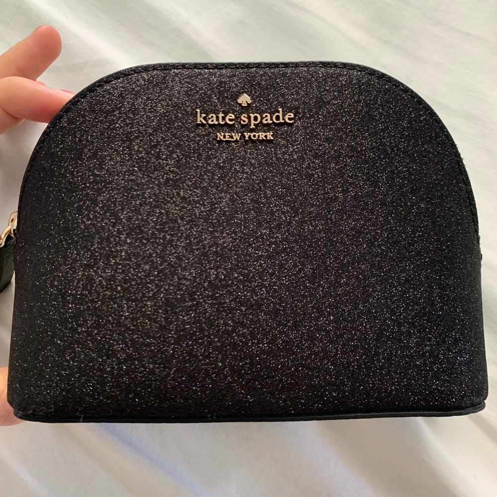 Kate Spade Dome Glitter Joeley Black Makeup Bag